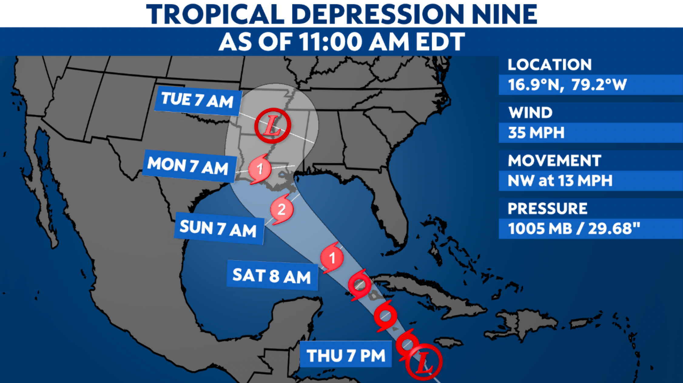 Tropical Depression Nine could bring impacts to the U.S.